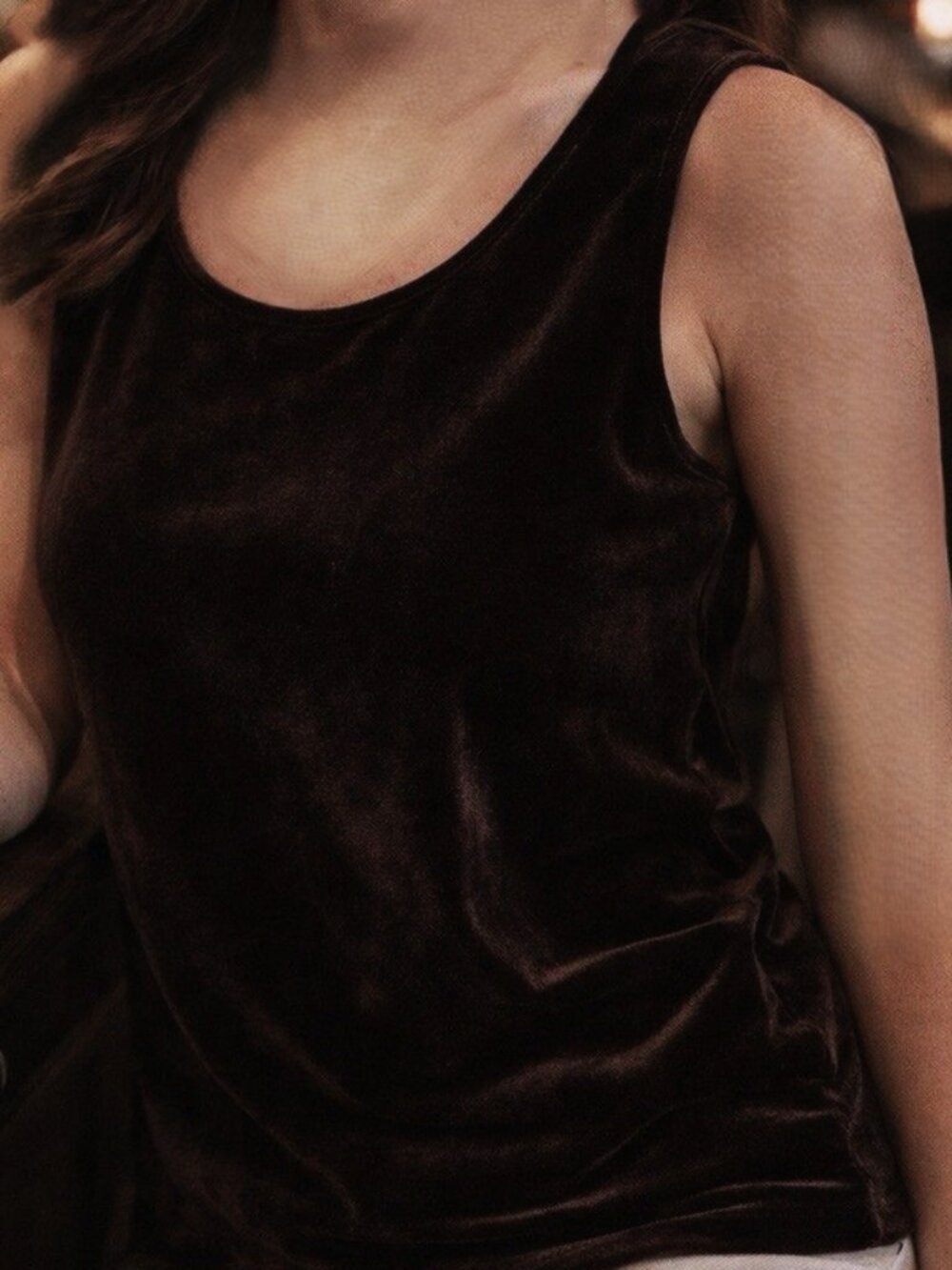 Chicos brown velvet tank top size 2